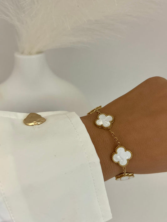 Bracelet trèfle blanc - Mabrine Jewelry