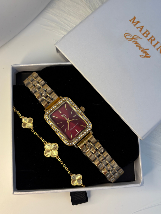 Montre bordeaux - Mabrine Jewelry